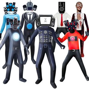 Skibidi Toiletkostuum Spel Cosplay Speaker Man TV Man Romper Jumpsuit Masker Cosplay Halloween-kostuums voor mannen Kidscosplay