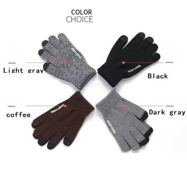 Guantes deportivos resistentes al deslizamiento, guantes cálidos antideslizantes de silicona de punto, guantes de diseño de moda para pantalla táctil para dedos, guantes para hombres y mujeres, mitones para motocicletas