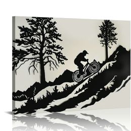 Art mural skier, montagne et arbres Art mural sur le thème, décoration murale, cadeau d'amant de ski, décoration de la maison, tentures murales