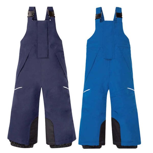 Pantalones babero de esquí 2021 invierno niños Snow Fece monos cálidos para niños deporte Snowboard niños pantalones de esquí impermeable ropa de bebé L221025