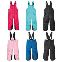 Ski -slabbuigbroek Kinderen Ski -broek mannen en vrouwen Outdoor Wind Regen Warm Winter Dikke Buiten Kleedbroeken Kinderverdikingsbanden L221025