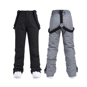 Esquí BIB Pantalones Hombres Mujeres Esquí A prueba de viento Impermeable Invierno Espesar Nieve Deportes al aire libre Snowboard Breathab Correa Pantalones Unisex L221025