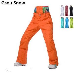 Ski -slabboetbroeken Nieuwe hoogwaardige GSOU Snow Ski Pants Waterdichte Fama Fineer Doub Plaat Verdikking Warm taille Support Model L221025