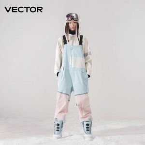 Skiing BIB Pants VECTOR Thick Men Women Ski Straight Overalls Jumpsuit Bib Waterproof Winter Warm Windproof Outdoor Sports Snowboard 231215