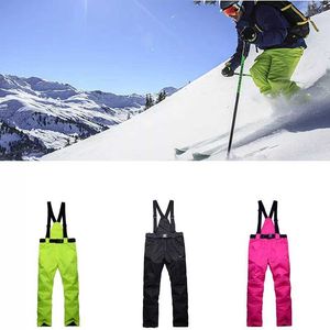 Esquí BIB pantalones invierno hombres esquí a prueba de viento impermeable térmico Snowboard mujeres mono pantalones gruesos cálidos L221025