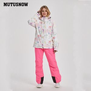 Vestes de Ski 2021 combinaison de Ski femmes adultes hiver imperméable respirant chaud Snowboard veste bavoirs pantalon résistant au vent en plein air