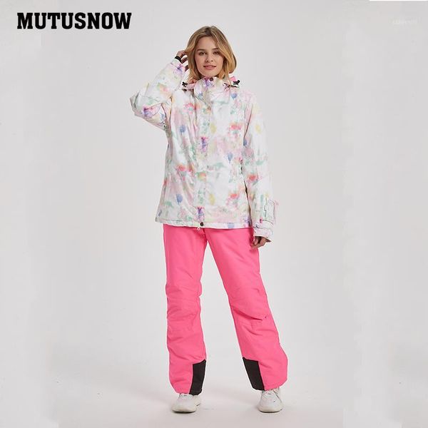 Chaquetas de esquí 2021 traje de esquí para mujeres adultas invierno impermeable transpirable cálido Snowboard chaqueta baberos pantalones resistentes al viento al aire libre