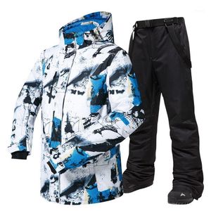 Skiing Jackets 2021 Winter Men Snowboarding Sets Waterproof Warm Outdoor Camping Hiking Hooded Jacket With Pants Ski Snowboard