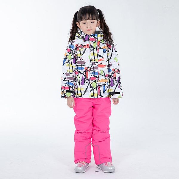 Chaquetas de esquí 2022 Traje de esquí para niños Niña Chaqueta de snowboard al aire libre Conjunto de monos cálidos impermeables y a prueba de viento