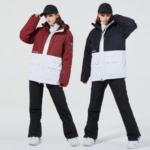 Chaquetas de esquí 2022, trajes de esquí para mujeres y hombres, monos para exteriores, chaqueta de Snowboard, conjunto de pantalones cálidos gruesos, ropa de invierno a prueba de viento e impermeable