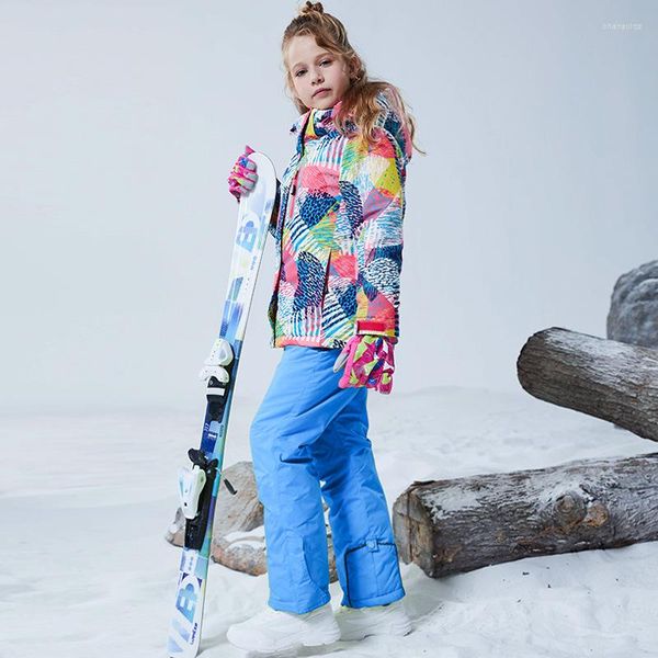 Ski Vestes 2022 Hiver Enfants Ski Costume Garçon En Plein Air Snowboard Veste -30 Salopette Fille Enfants Ensemble Pantalon De Neige Coupe-Vent Imperméable À L'eau