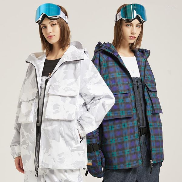 Vestes de ski 2022 combinaison de Ski chaude pour femmes à capuche imperméable coupe-vent réfléchissant veste de Snowboard vêtements de plein air manteaux