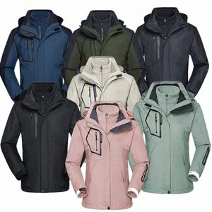 Chaquetas de esquí 3 en 1 hombres mujeres invierno cálido esquí chaqueta con capucha a prueba de viento impermeable resistente al desgaste al aire libre senderismo escalada abrigo c8E3 #