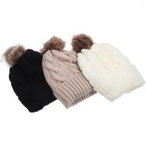 Vestes de ski 3 pièces chapeau thermique hiver épaissir casquette confortable chapeaux femmes tricot tête protecteur chaud lavable fille