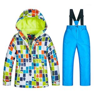 Ski Vestes Haute qualité enfants Ski costume enfants coupe-vent imperméable coloré pour garçon Snowboard neige veste et pantalon robe d'hiver