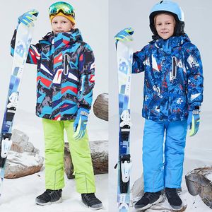 Ski Vestes Enfant Ski Costume -30 Coupe-Vent Imperméable Chaud Veste Ensemble Enfants En Plein Air Neige Hiver Épaissir Snowboard Salopette