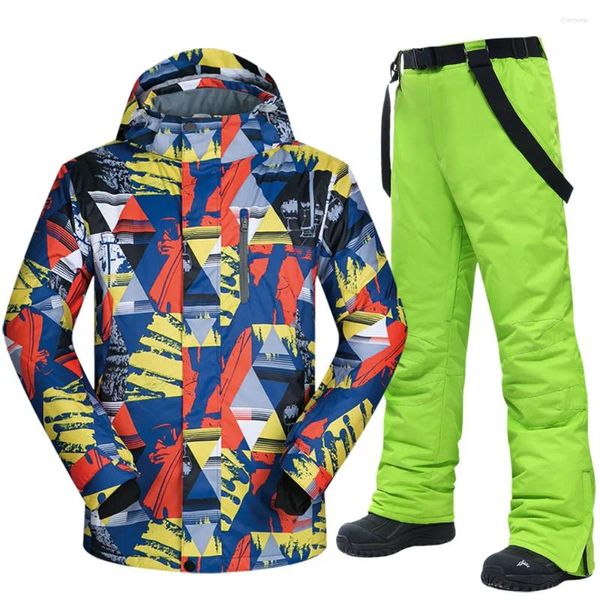 Skiing Jackets Marcas de traje de esquí para hombres a prueba de viento a prueba de agua espesas cálidas y pantalones de nieve trajes de snowboard de invierno