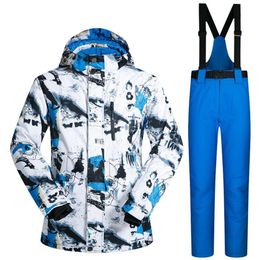 Ski-jassen Outdoor Skipak Heren Winddicht Waterdicht Thermisch Snowboard Sneeuw Mannelijke jas en broek Sets Skikleding Schaatsen 254M