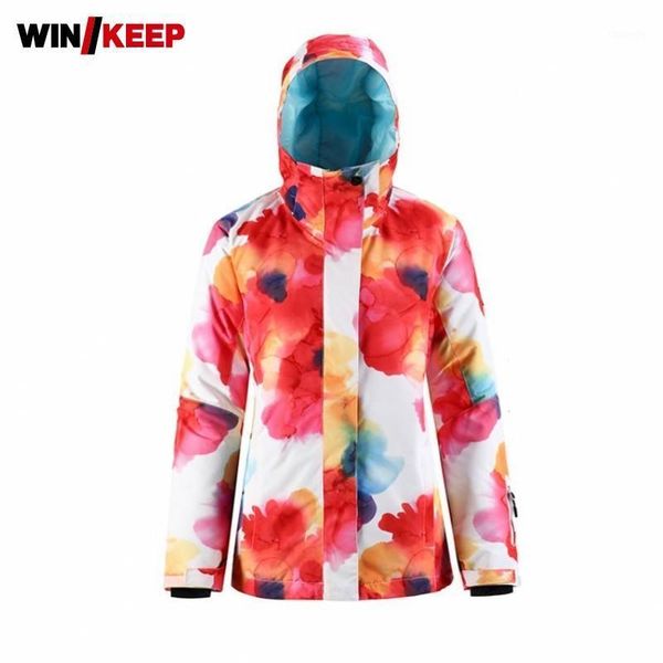 Chaquetas de esquí con estampado de chaqueta con capucha para mujer, impermeable, a prueba de viento, abrigo cálido para senderismo, Otoño Invierno, manga larga, Snowboard, XS-XL