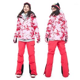 Chaquetas de esquí para mujer, chaqueta y pantalones de esquí, traje cálido impermeable a prueba de viento, conjuntos de snowboard para exteriores, abrigos de lana para mujer