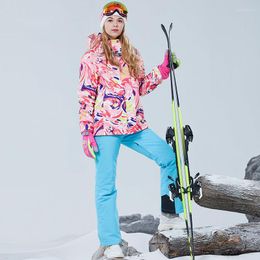 Vestes de ski ensemble de ski vêtements d'hiver veste de snowboard en plein air femmes salopette chaude épaissie costume pantalon de travail respirant imperméable