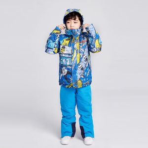 Ski Vestes Snowboard Ensemble Enfants Garçons Coupe-Vent Chaud Hiver Vêtements Enfants À Capuche Salopette Neige Pantalon Imperméable Costume