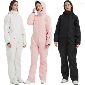 Chaquetas de esquí con capucha de invierno para mujer, traje de esquí de una pieza, mono deportivo a prueba de viento para mujer, trajes de nieve para mujer al aire libre, monos impermeables para niña