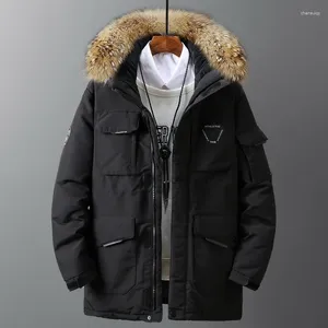 Ski-jassen Winter Dikke warme jas Heren Bontkraag Witte eendendons Jassen Outdoor Winddicht Kamperen Wandelen Snowboard Parka