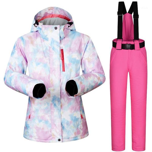 Vestes de ski hiver femmes veste de ski et pantalon imperméable super chaud costumes femmes snowboard snowboard vêtements brands1