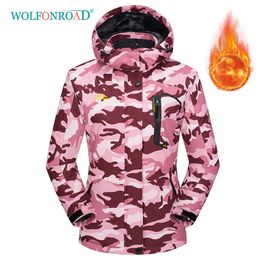 Chaquetas de esquí WOLFONROAD, chaqueta de Snowboard de peso pesado de invierno para mujer, abrigos térmicos de camuflaje para exteriores para senderismo, abrigos cortavientos, prendas de vestir 221122