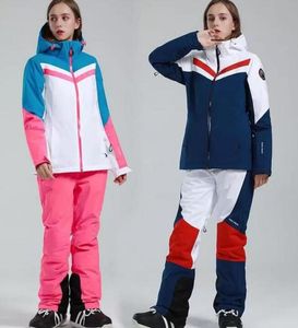 Vestes de Ski femmes combinaison de Ski hiver en plein air chaud coupe-vent imperméable snowboard femme veste thermique pantalon Snow3599152