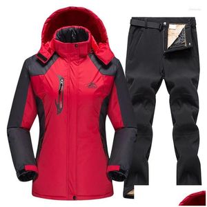 Chaquetas de esquí para mujer esquí y pantalones traje a prueba de viento impermeable con la chaqueta de snowboard chaqueta de snowboard femenino