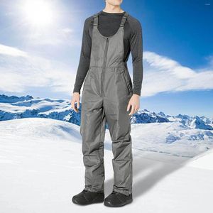 Ski -broek 40# Ski Jumpsuit Men Women Bib heren Solid Color Pocket Suspenders broek winddicht waterdicht