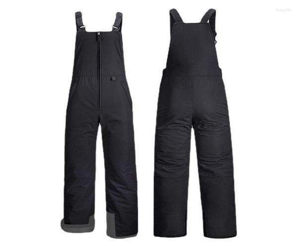 Pantalones de esquí Monos de esquí con aislamiento Ripstop Warm Snowboard Cómodos baberos de nieve para hombres y mujeres Black2731916