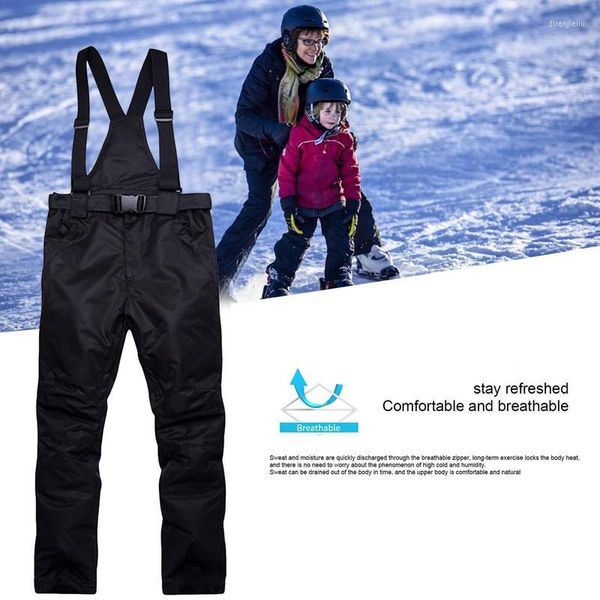 Pantalones de esquí Monos de esquí con aislamiento Ripstop Warm Snowboard Cómodos baberos de nieve para hombres y mujeres Negro S-3XL