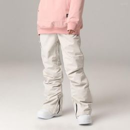 Pantalon de Ski Homme et Femme Ski Maigre Imperméable Coupe Vent Coton Matelassé Chaud Simple Double Planche Neige