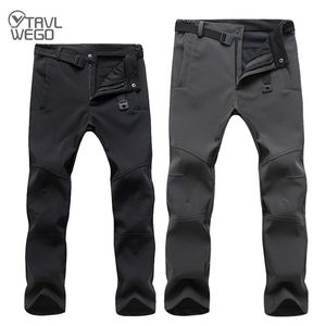 Skiing Pantalon TRVLWEGO chaud hiver hommes pantalon à coque souple voyage imperméable en plein air Camping randonnée pantalon polaire coupe-vent pantalon de ski 230925