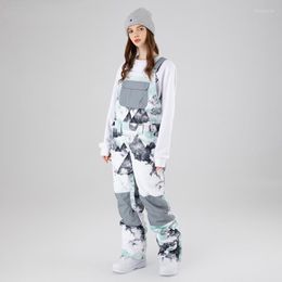 Pantalones de esquí Monos de esquí de invierno para mujer Ropa de snowboard Impermeable Cálido Transpirable de una pieza Tie Dye