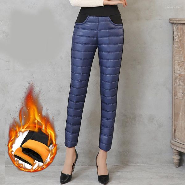 Ski pantalon hiver femmes taille haute droite vers le bas dames velours pantalon épaississement mince thermique femme chaud pantalon 2023