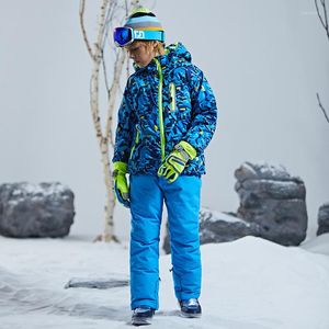 Ski Costumes Garçons Filles Snowboard Enfants Costume Vêtements Ados Pantalon Chaud Hiver Imperméable Enfants À Capuche Polaire À L'intérieur Vestes