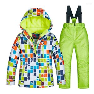 Costumes De ski enfants coupe-vent imperméable coloré pour garçon Snowboard veste De neige pantalon vêtements d'hiver ensembles Conjunto De