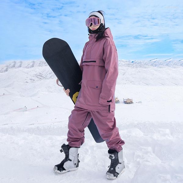 Combinaisons de ski Combinaison de Ski réfléchissante colorée pour hommes et femmes, vêtements actifs de Sports de plein air d'hiver, ensemble de pantalons à capuche imperméables coupe-vent