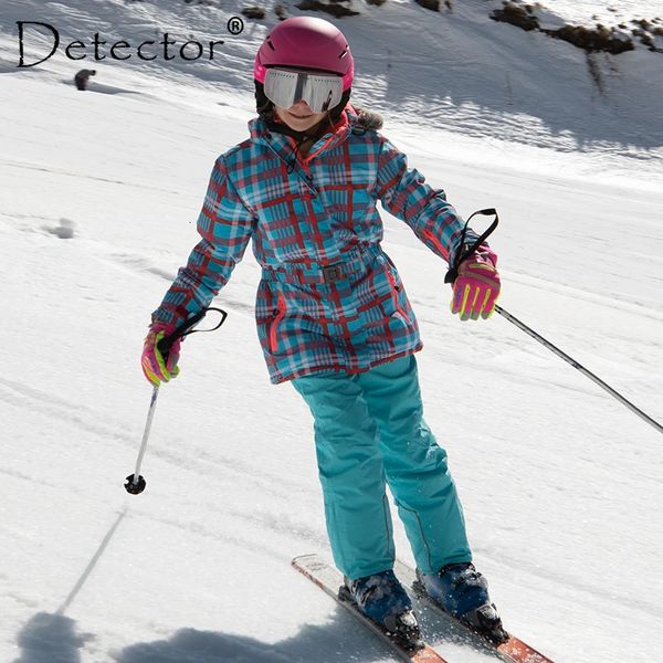 Combinaisons de ski Détecteur combinaison de Ski imperméable pour enfants filles ensemble d'hiver chaud enfants coupe-vent à capuche Snowboard veste et pantalon fourrure vêtements de neige 231025
