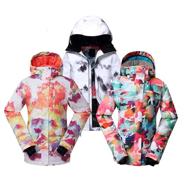 Costumes de ski G s combinaison de neige 10K imperméable hiver vêtements de plein air veste de Ski dame vêtements de snowboard brillant Camouflage fille s manteaux 231201