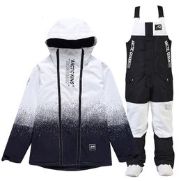 Costumes de ski Haute qualité hommes femmes snowboard costume veste et bavoir pantalon hiver chaud imperméable tenue de ski montagne snowsuit 2023 230828