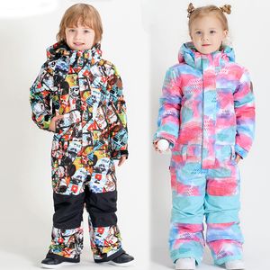 Costumes de ski Combinaison de ski pour enfants Filles Garçons Enfants Ensemble chaud Vêtements d'hiver Salopette Vestes de snowboard imperméables 230828