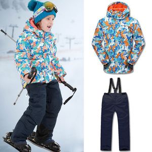 Costumes de ski Enfants Snowboarding Sportswear Ensembles imperméable coupe-vent garçons veste de ski pantalon hiver garder au chaud épaissi pull manteau 230828