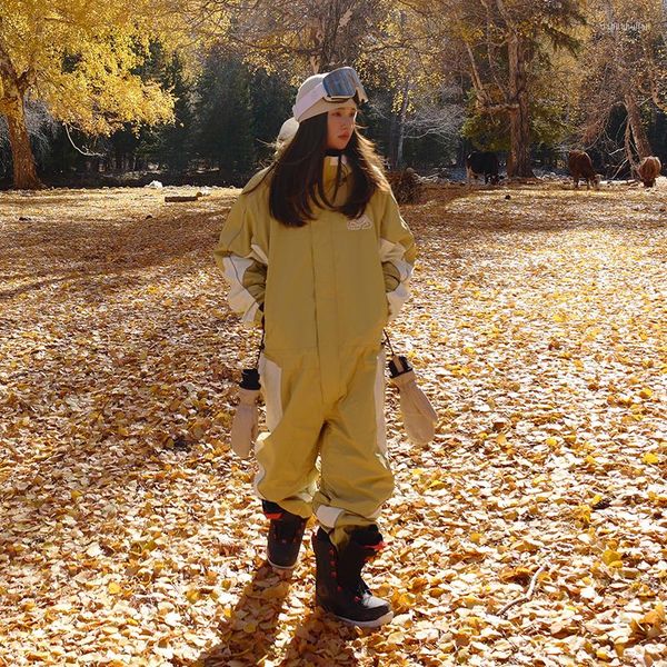 Trajes de esquí LDSKI Retro traje de esquí de una pieza 2022 monos para niños y niñas impermeable a prueba de viento cálido antiestático resistente a las arrugas