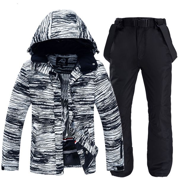 Combinaisons de Ski pour hommes, veste de costume à bretelles, imperméable, Snowboard, garde au chaud, imprimé coloré, ensemble de pantalons, combinaisons de neige d'hiver 230828