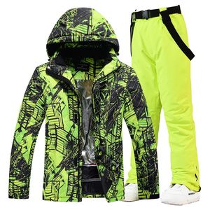 Costumes de ski Costume de Ski coloré chaud pour hommes vêtements de snowboard vestes d'hiver pantalons pour hommes vêtements imperméables Costumes de neige 30 231130